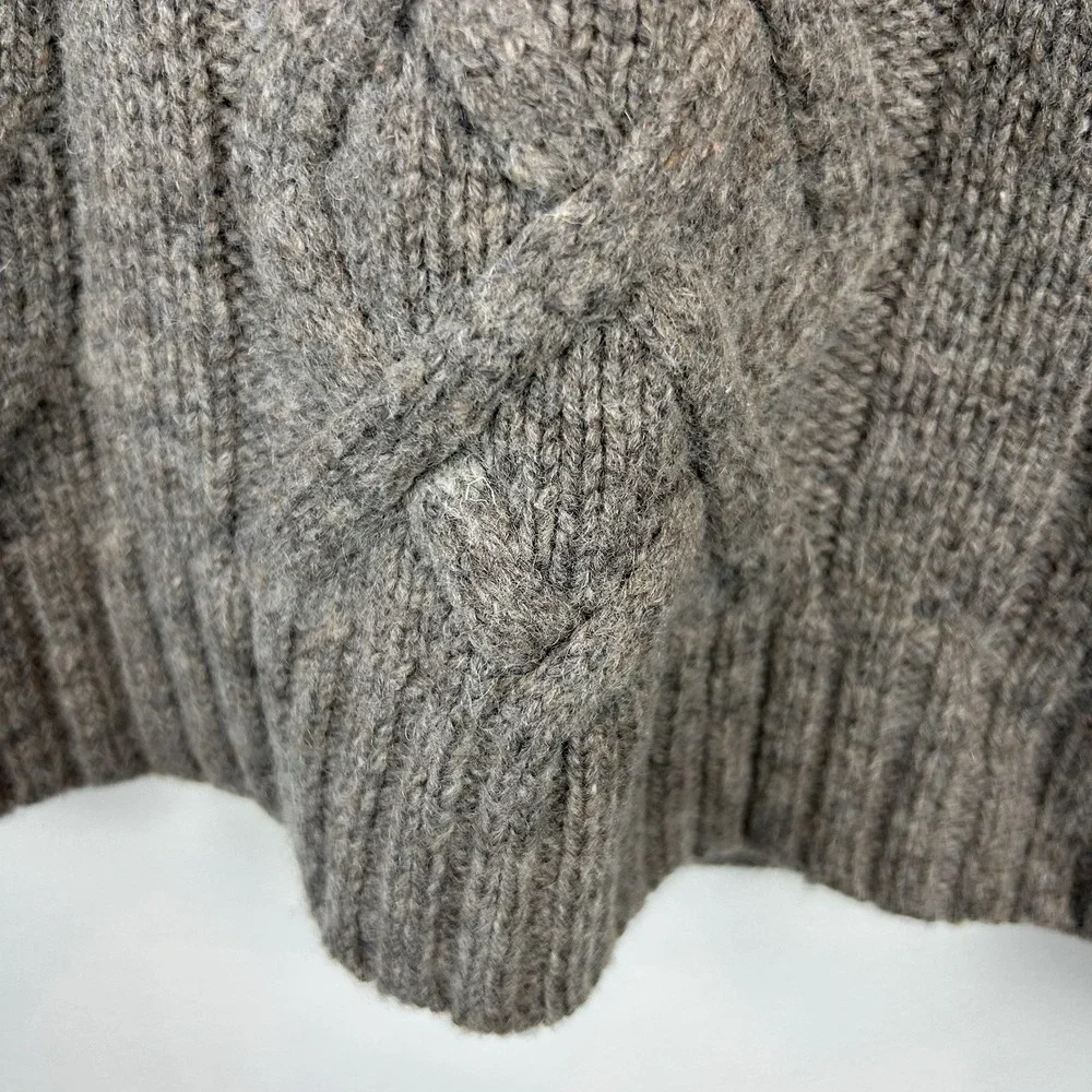 Gap Sweater Womens Small Gray Cable Knit Alpaca Wool Blend Pullover V Neck
